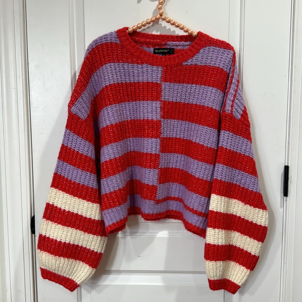 BLANK NYC GOOD MOOD STRIPED SWEATER LARGE - Picture 3 of 8